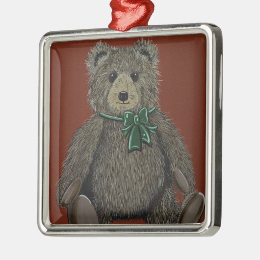 Happy Holiday Teddy Silbernes Ornament (Links)