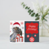 Happy Holiday Tiger Feiertagspostkarte (Stehend Vorderseite)