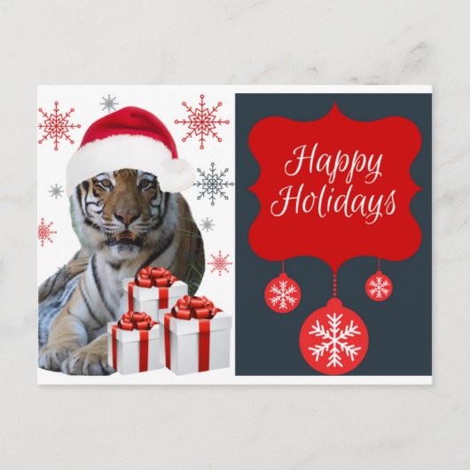 Happy Holiday Tiger Feiertagspostkarte (Vorderseite)