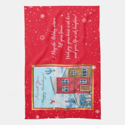 Happy Holiday Time Customize Geschirrtuch (Vertikal)