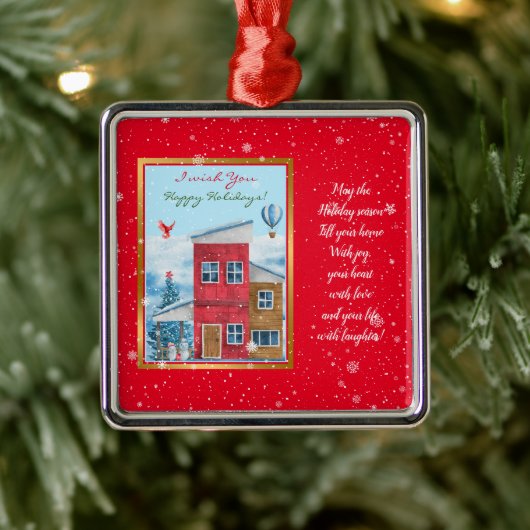 Happy Holiday Time Customize Ornament Aus Metall (Baum)