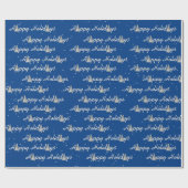 Happy Holiday Trees on Blue Geschenkpapier (Flach)