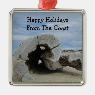 Happy Holiday Warm Pacific Coast Beach Driftwood Ornament Aus Metall