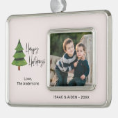 Happy Holiday Watercolor Weihnachtsbaum Foto Rahmen-Ornament Silber (Links)