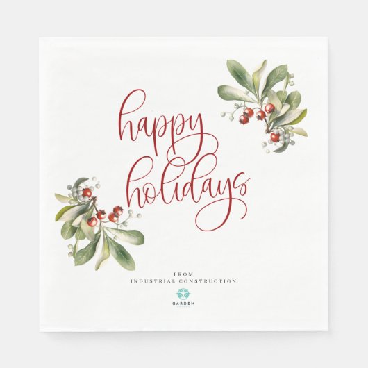 Happy Holiday Weihnachten Serviette mit Firmenlogo (Vorderseite)