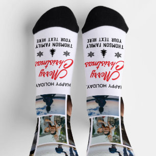 Happy Holiday Weihnachts Foto Collage Individuelle Socken