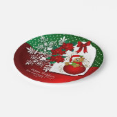 Happy Holiday Weihnachtsbär Pappteller (Schrägansicht)