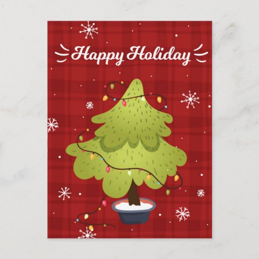 Happy Holiday Weihnachtsbaum Weihnachtskarte Feiertagspostkarte (Vorderseite)