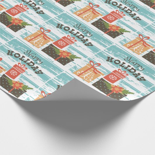 Happy Holiday Weihnachtsgeschenke Geschenkpapier (Ecke)
