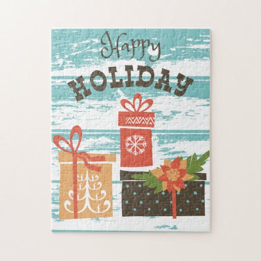 Happy Holiday Weihnachtsgeschenke Puzzle (Vertikal)