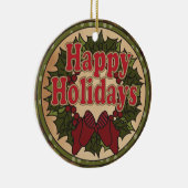 Happy Holiday Weihnachtskranz Keramik Ornament (Rechts)