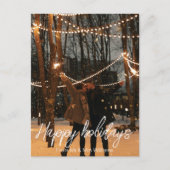 Happy Holiday White Handwriting mr&mrs Foto Postkarte (Vorderseite)
