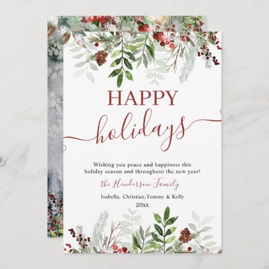 Happy Holiday Winter Forest Weihnachts-Einladung Einladung (Vorne/Hinten)
