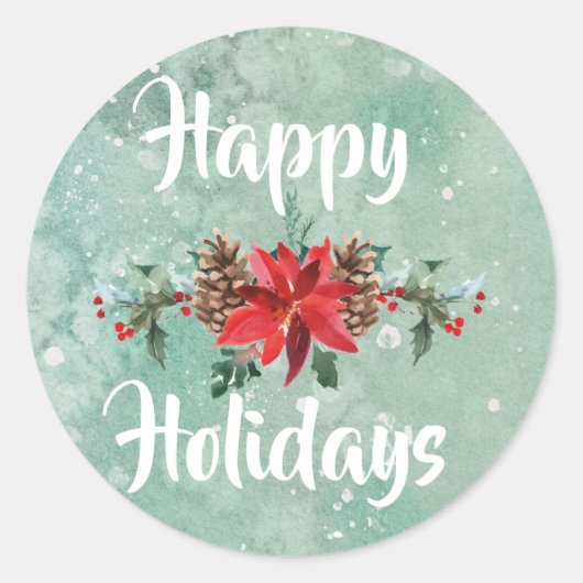 Happy Holiday Winter verschneiten Aufkleber Aquare (Vorderseite)