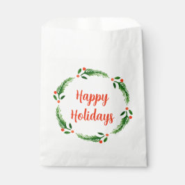 Happy Holiday Wreath Favor Bags Geschenktütchen
