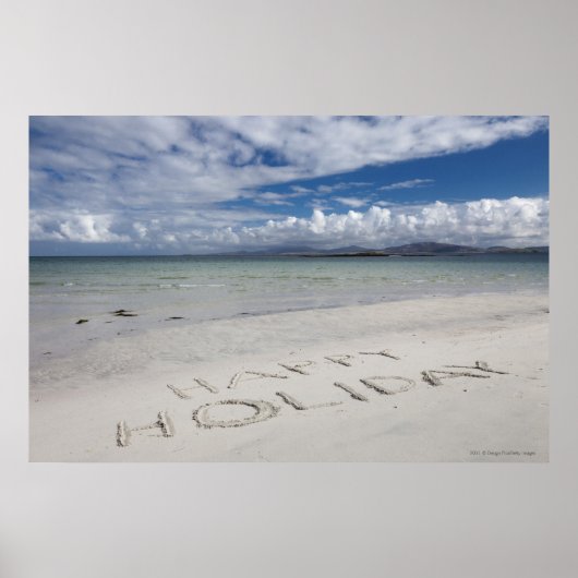 Happy Holiday Written On Eilogarry Beach Poster (Vorne)