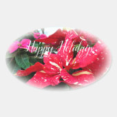 Happy Holidays 楕円形シール Ovaler Aufkleber (Vorderseite)