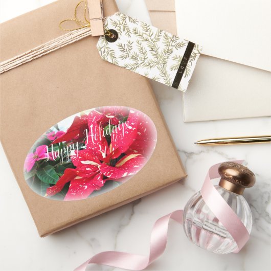 Happy Holidays 楕円形シール Ovaler Aufkleber (Schenken)