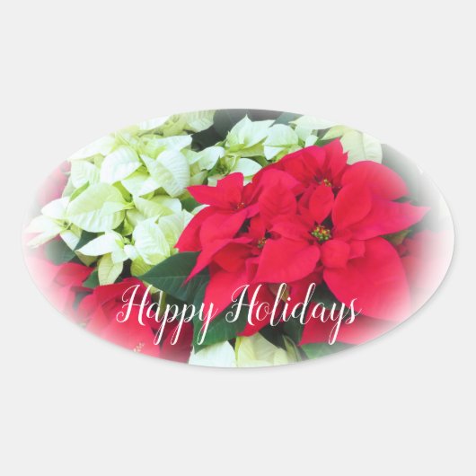 Happy Holidays 楕円形シール Ovaler Aufkleber (Vorderseite)