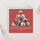 Happy Holidays 10 Foto Rotes Elfenbein Karte (Vorderseite/Rückseite Beispiel)