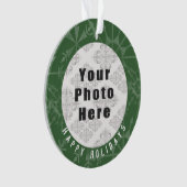 Happy Holidays 1 Foto Green Snowflake / Text Ornament (Vorderseite)