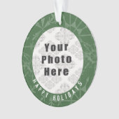 Happy Holidays 1 Foto Green Snowflake / Text Ornament (Vorderseite)
