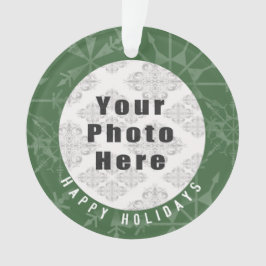 Happy Holidays 1 Foto Green Snowflake / Text Ornament