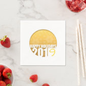Happy Holidays 2019 Golden Snowflakes Paper Napkin Serviette (Beispiel)