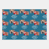 Happy Holidays 2 Foto Collage Snowflakes Geschenkpapier Set (Vorderseite 2)