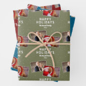 Happy Holidays 2 Foto Collage Snowflakes Geschenkpapier Set (Beispiel)