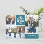 Happy Holidays 3 Foto Collage Feiertagskarte (Stehend Vorderseite)