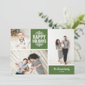 Happy Holidays 3 Foto Collage Feiertagskarte (Stehend Vorderseite)