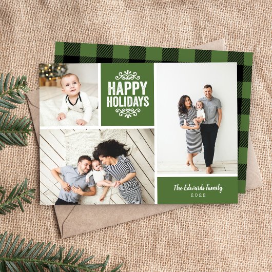 Happy Holidays 3 Foto Collage Feiertagskarte