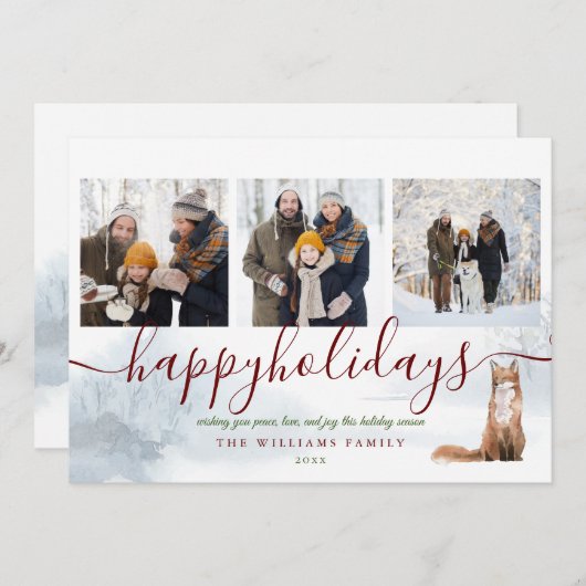 Happy Holidays 3 Foto Collage Fox Weihnachten (Vorne/Hinten)