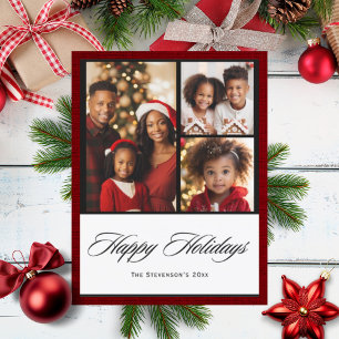 Happy Holidays 3 Foto Personalisierter Urlaub Feiertagspostkarte