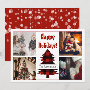 Happy Holidays 4 Foto Collage Personalisiert Feiertagskarte