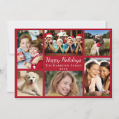 Happy Holidays 6 Foto Collage Weihnachten Rot (Vorderseite)