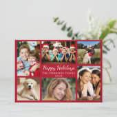 Happy Holidays 6 Foto Collage Weihnachten Rot (Stehend Vorderseite)