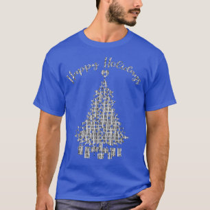 Happy Holidays a Liebe B&W Christmas Tree Lights P T-Shirt