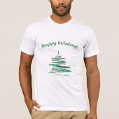 Happy Holidays Abstrakt Green Tree Moderner T - Sh T-Shirt (Vorderseite)