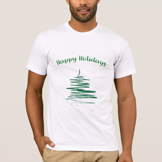 Happy Holidays Abstrakt Green Tree Moderner T - Sh T-Shirt (Vorderseite)