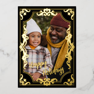 Happy Holidays Add Your Foto and Text Real Gold Folien Feiertagskarte