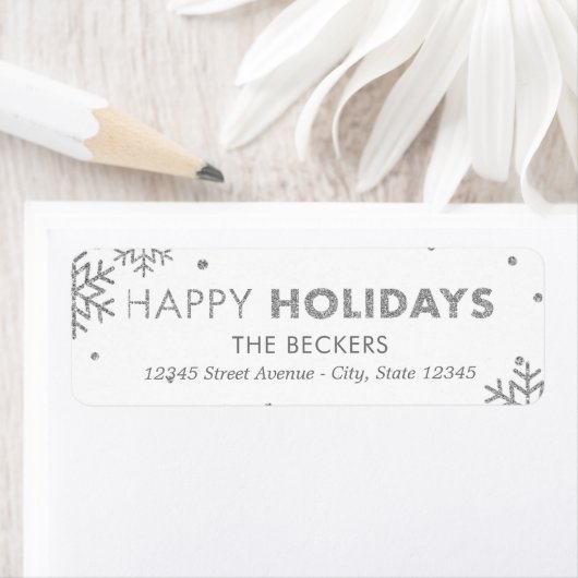 Happy Holidays Address Labels Imitats Silver (Insitu)