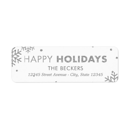 Happy Holidays Address Labels Imitats Silver (Vorne)