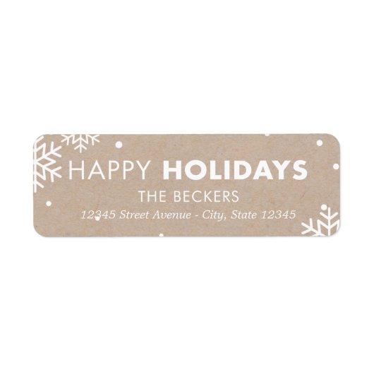 Happy Holidays Address Labels Kraft (Vorne)