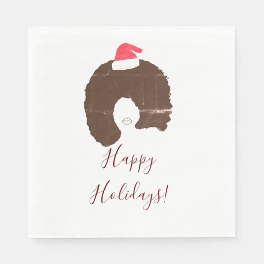 Happy Holidays afro haar Serviette (Vorderseite)