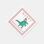 Happy Holidays Alligator Rentierzucht Serviette (Ecke)