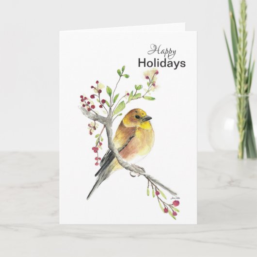 Happy Holidays American Goldfinch Bird Card Karte (Vorderseite)