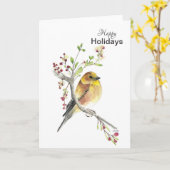 Happy Holidays American Goldfinch Bird Card Karte (Gelbe Blume)