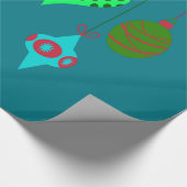 Happy Holidays and Hanging Ornaments Lila Banner Geschenkpapier (Ecke)